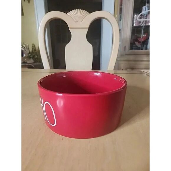 NEW RAE DUNN CHRISTMAS WATER FOOD DOG BOWL LARGE RED WHITE - Picture 3 of 3